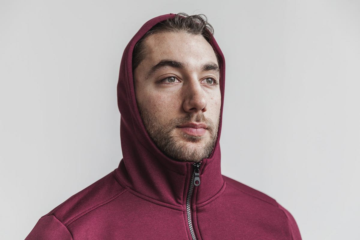 Nobull Performance Zip-up Men's Hoodie Deep Red | Australia (GJ8319)